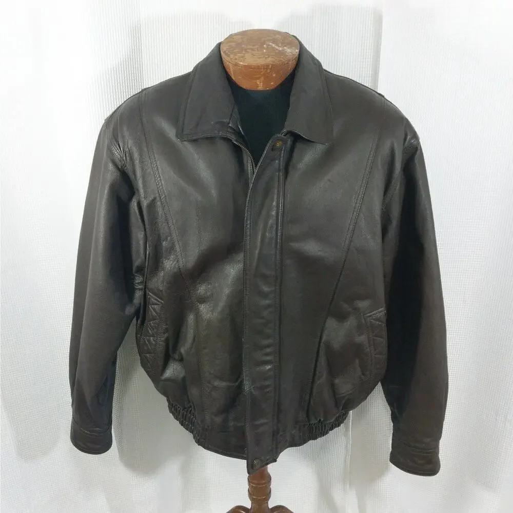 CITTA 2000 BY EUROCRAFT! RICH ESPRESSO BROWN GENUINE LEATHER JACKET, COAT! SZ L